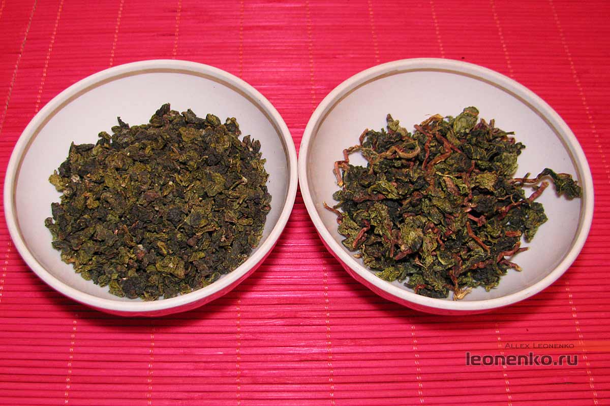 Те Гуань Инь. Слева чай с Алиэкспресс, справа чай с Таобао