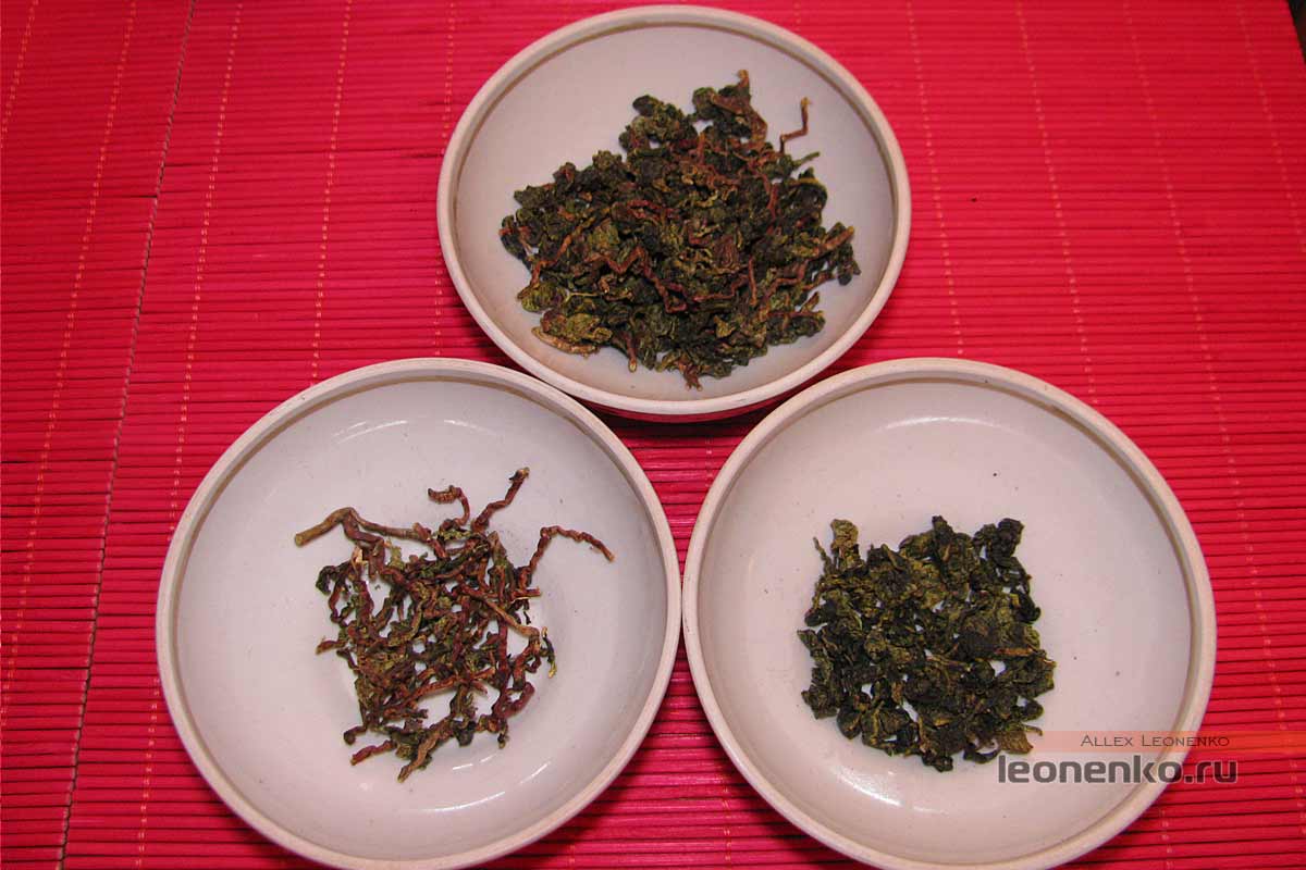 Те Гуань Инь Мао Ча – чай с черенками - внешний вид и разделение на листочки и черночки