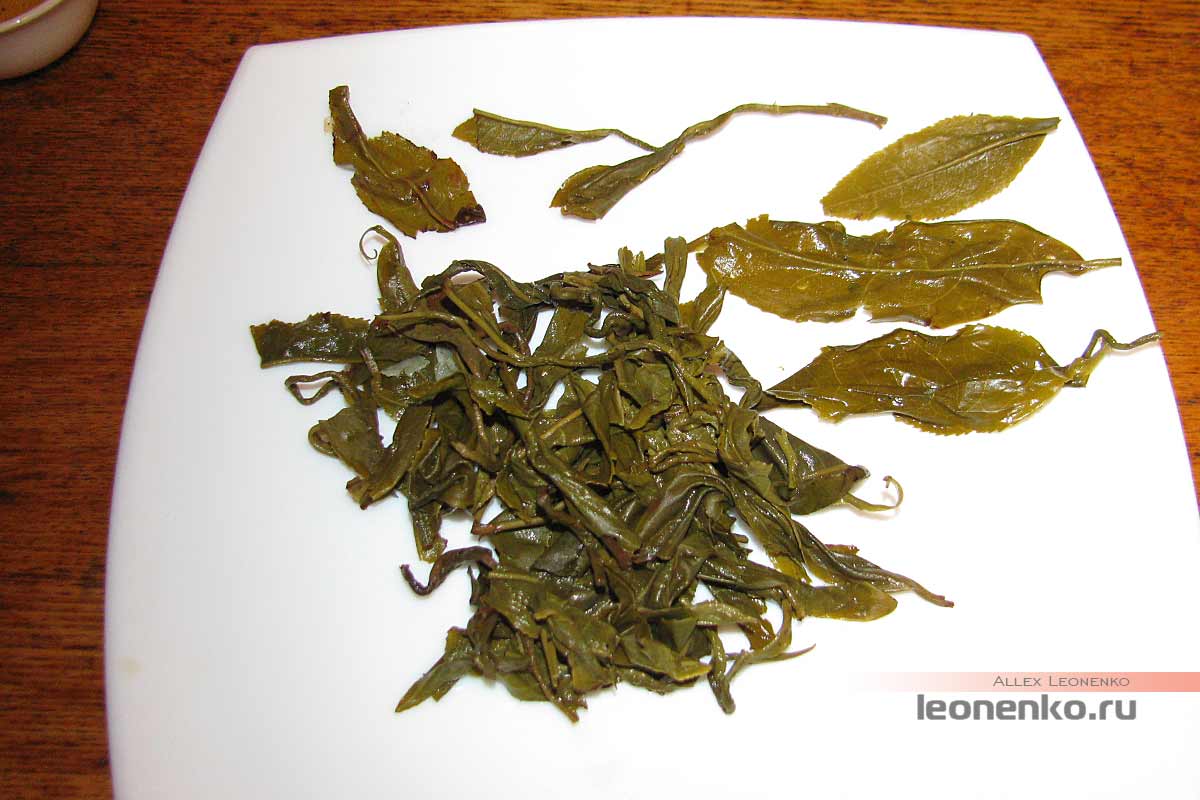 Скрученный зеленый чай с жасминовым ароматом - спитой лист