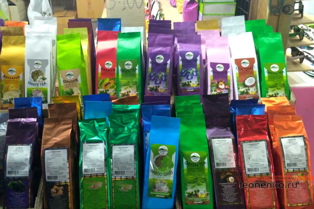 Типичный ассортимент тайского чайного  рынка